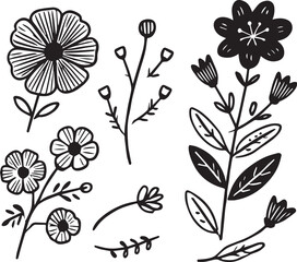 Flowers vector illustration ib black and white