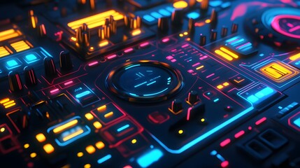 Futuristic Music Mixer Control Panel Design