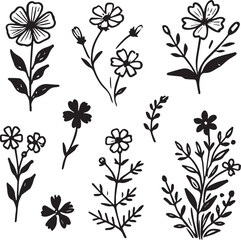 Flowers vector illustration ib black and white