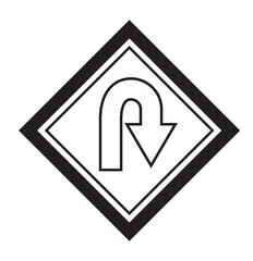 Go U T urn, right turn, left turn traffic road sign icon vector design. Black,Yellow,Blue,Red,White color U Turn Variety.