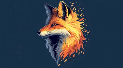 Obraz premium Fiery Fox: A Vibrant Digital Painting of Wildlife
