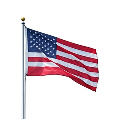 Obraz premium American Flag on Flagpole with Crisp White Background