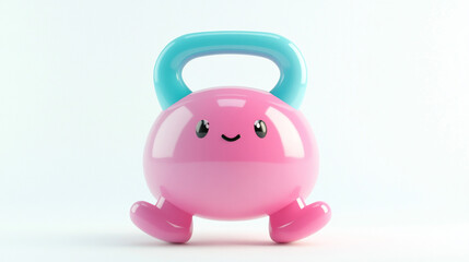 cute happy kawaii kettlebells character on white background