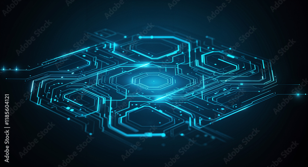 Poster abstract tech background with lines and holographic elements . generative ai