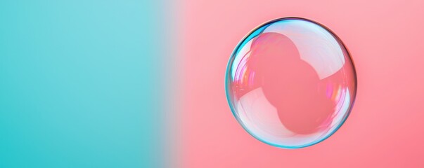 Floating soap bubble colorful background photography studio close-up reflection and light play