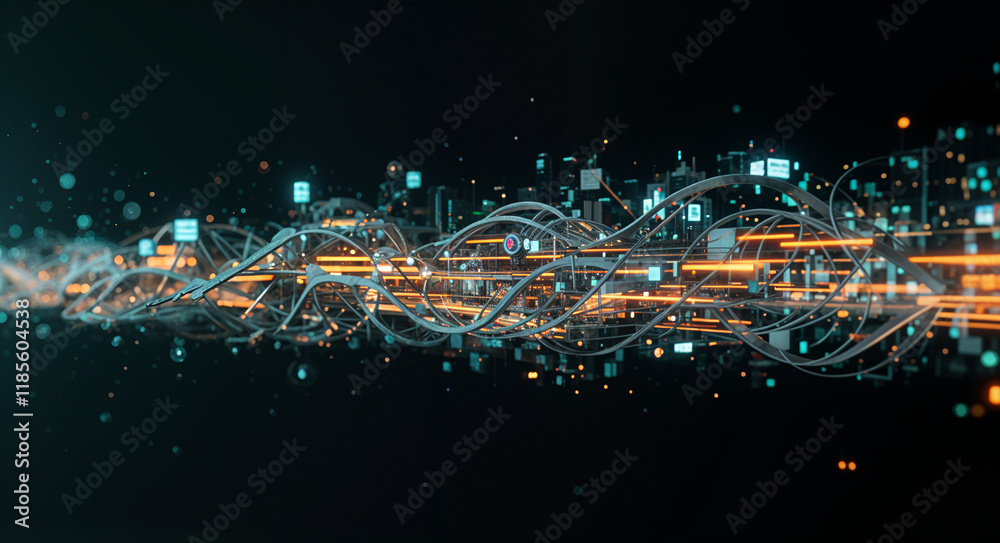 Poster abstract tech background with computer and holographic elements . generative ai