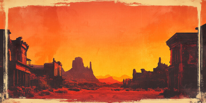 western style blank invitation design with text space and cowboy border