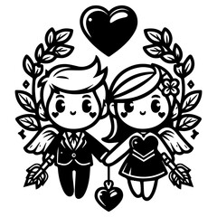 Obraz premium Couple In Love Vector Logo Stock Illustration