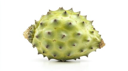 Exotic green pitahaya fruit isolated on white background showcasing unique texture and shape of tropical produce