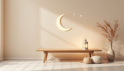 Cozy, Minimalist Room Decor with a Crescent Moon Accent