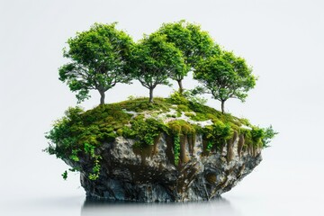 High Resolution Visual of TreeTopped Island Generative Ai