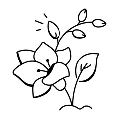 Beautiful flower icon in hand drawn style 

