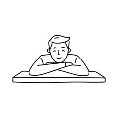 Head resting on crossed arms on a desk