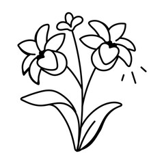 Flower stem icon in drawing style 
