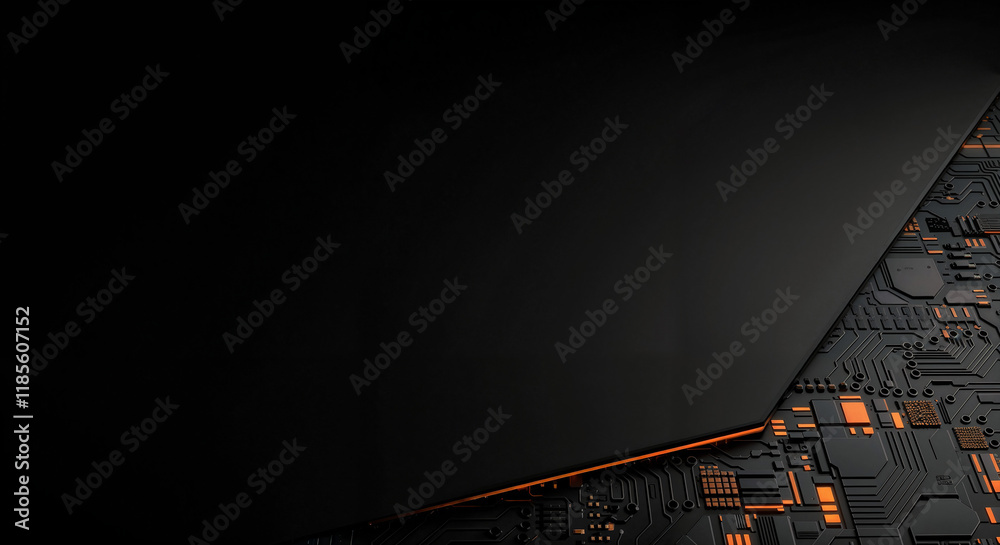 Poster minimalistic background with elements of computer board, it technology and microelectronics. generat