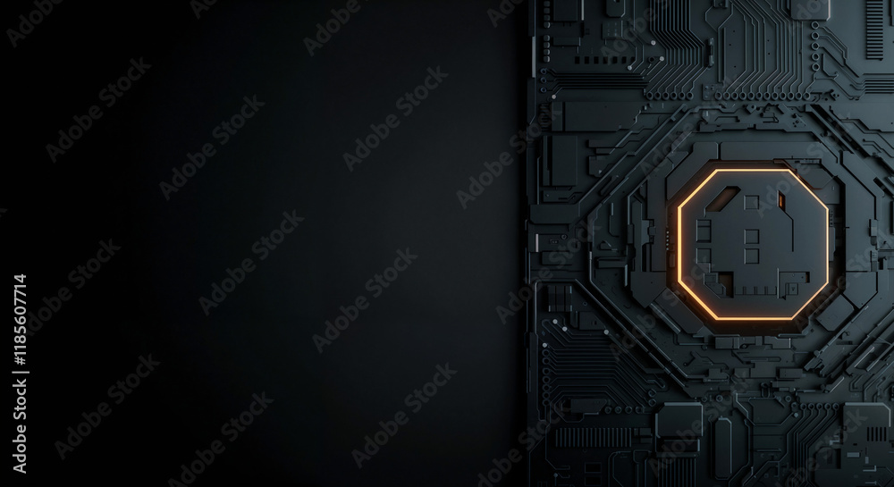 Poster minimalistic background with elements of computer board, it technology and microelectronics. generat