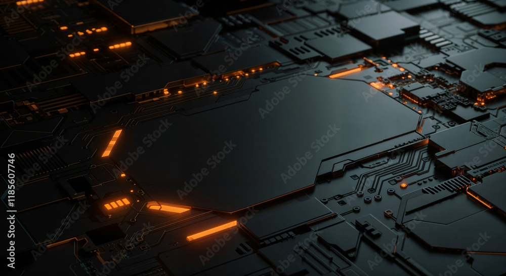 Poster minimalistic background with elements of computer board, it technology and microelectronics. generat