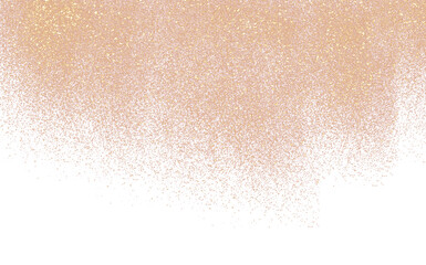 Gold dust particles glittering explosion on transparent background