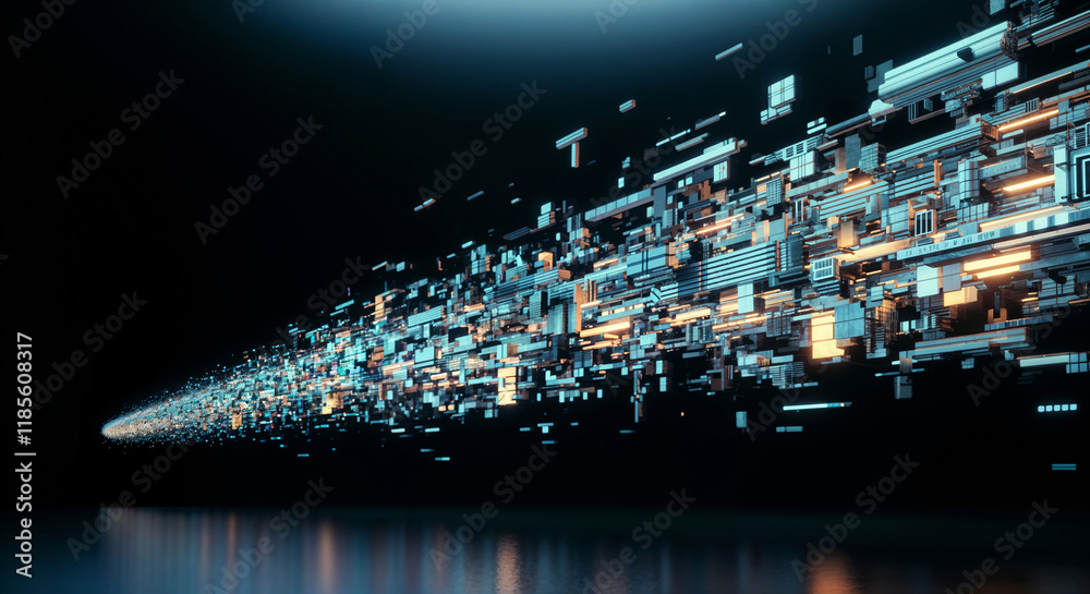 Poster abstract tech background with computer and holographic elements . generative ai