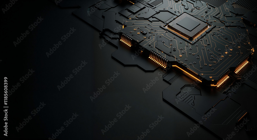 Poster minimalistic background with elements of computer board, it technology and microelectronics. generat