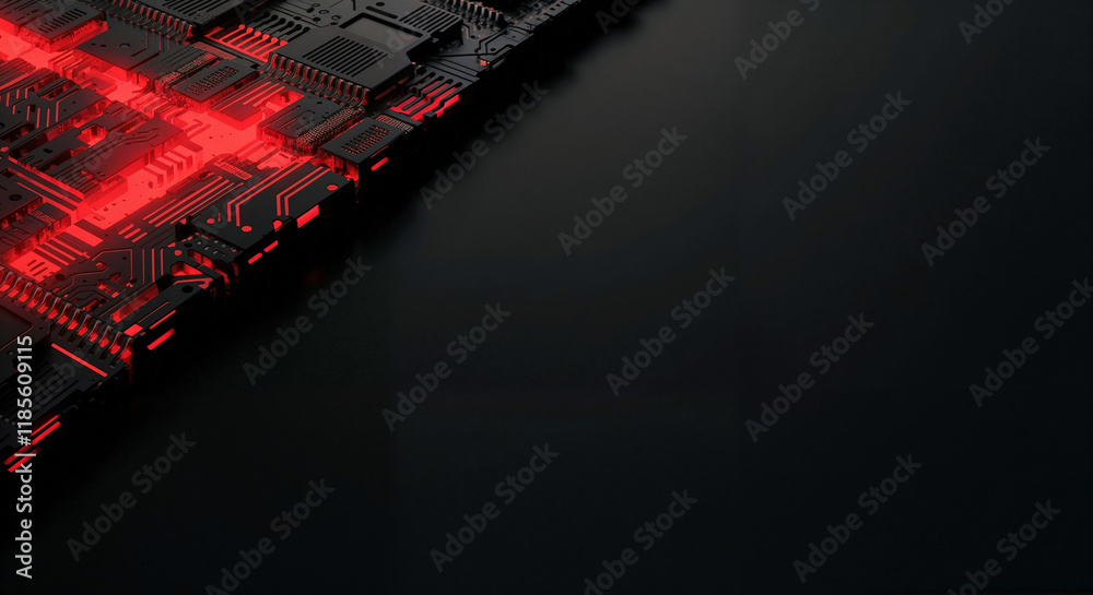 Poster minimalistic background with elements of computer board, it technology and microelectronics. generat