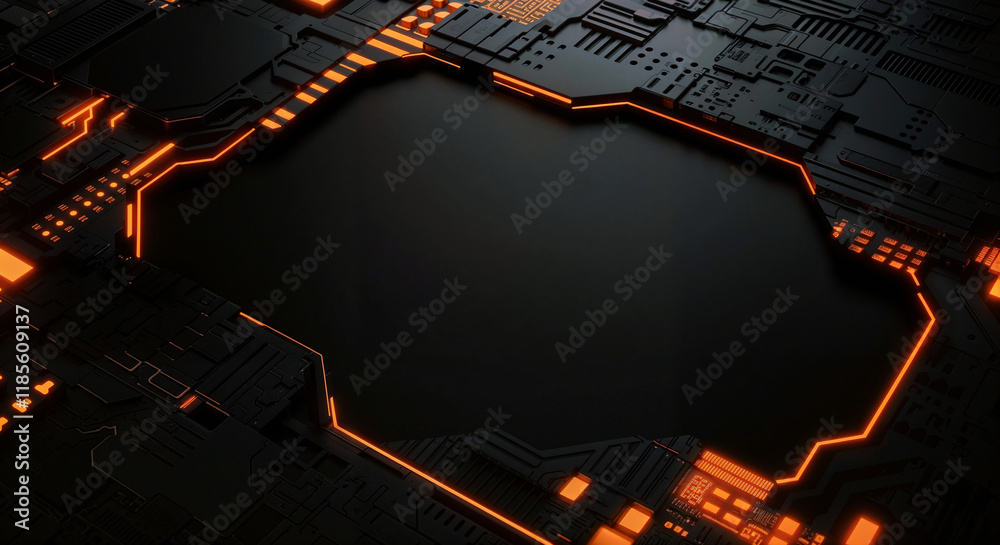 Poster minimalistic background with elements of computer board, it technology and microelectronics. generat