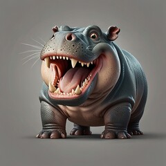 Fototapeta premium hippopotamus with a smile isolated on white background