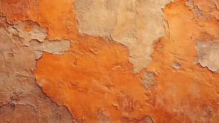 Fototapeta premium Textured industrial orange plaster wall with a weathered appearance ideal for background use in creative projects and design applications.