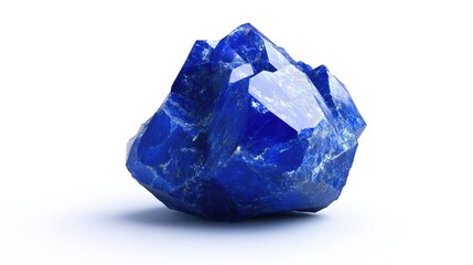 Lapis Lazuli Mineral Specimen Isolated on White Background Showcasing Vibrant Blue Color and Unique Texture for Natural Stone Collections