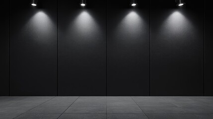 Gray textured wall with dramatic spotlighting ideal for product showcase or creative mockup presentations in a professional setting