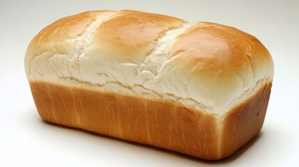 Freshly baked loaf of bread with a golden crust and soft interior on a neutral background ideal for bakery promotions or culinary designs
