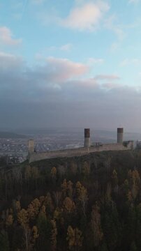 Chęciny castle at sunset
