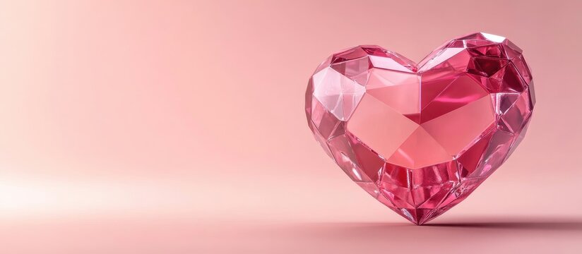 3D geometric crystal heart background for Valentine's Day love themed wedding card with space for text and romantic decor elements