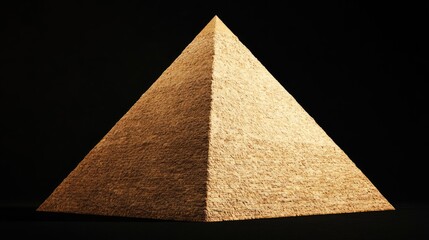 Giant pyramid structure with textured surface displayed on a contrasting black background showcasing architectural design and ancient civilization.