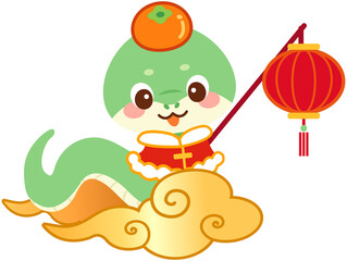 New Year snake and lantern