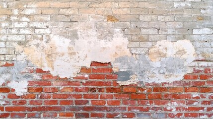 Textured Brick Wall with Faded Paint Peeling in a Minimalist Style Evoking Marie Kondo's Aesthetic of Simplicity and Clarity