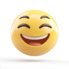 Fototapeta premium Bright Yellow Joyful Emoticon: Cartoon Smiley Face with Cheerful Expression