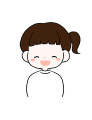 Obraz premium 大きな口を開けて笑う女の子のイラスト