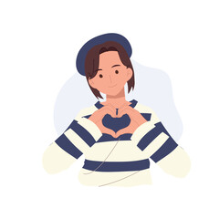 woman making heart gesture with hands. making hand heart symbol