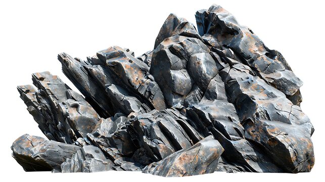 A textured rock formation with sharp edges and a rugged appearance.