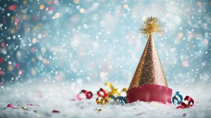 Snowy background a festive new year celebration hat atmosphere
