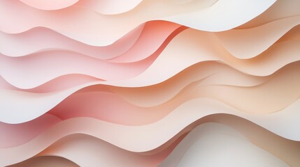 Soft gradient paper waves in minimalist abstract design with subtle hues of peach and cream for modern decor or branding backgrounds