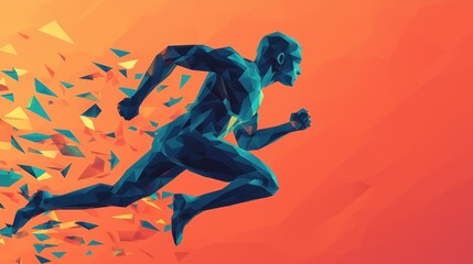 Dynamic Running Figure in Abstract Geometric Design