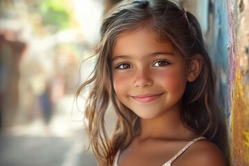 Joyful Portrait of a Happy Latino Girl Smiling on the Street