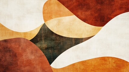 Warm Toned Minimalist Abstract Art Print Featuring Organic Forms and Textured Background