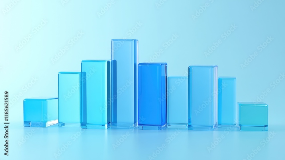 Poster an engaging visualization of a d bar graph featuring different shades of blue, capturing the viewer'