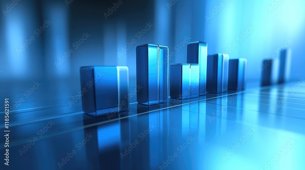 Poster an engaging visualization of a d bar graph featuring different shades of blue, capturing the viewer'