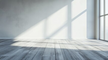 Gray Wooden Floor and Natural Light in Minimalist Interior Space for Design Projects