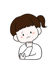 考える女の子のイラスト