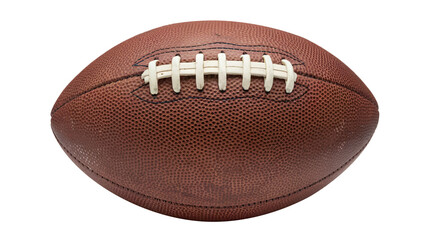  a traditional American football, characterized by its distinctive elongated shape and textured surface.  